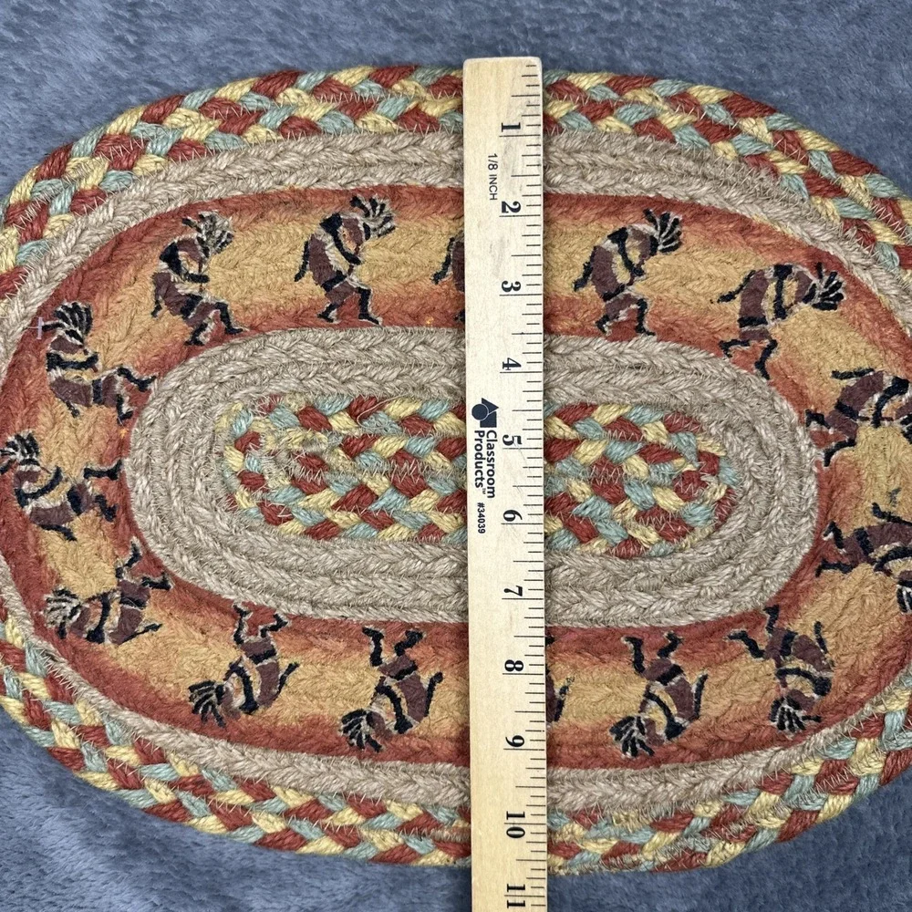Earth Rugs 2 Items Gecko Lizard Kokopelli‎ Braided Jute Trivet Hot Pad Table Mat